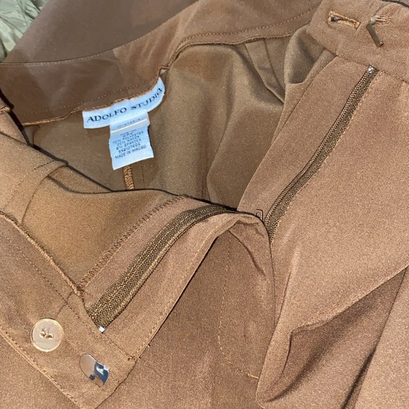 ADOLFO STUDIO WIDE LEG CARAMEL BROWN DRESS SUIT PANTS SZ 12 - Picture 12 of 12